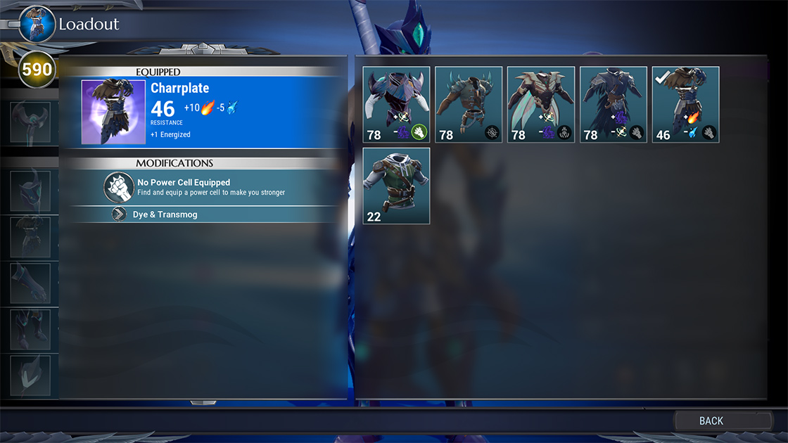 Armour Selection View