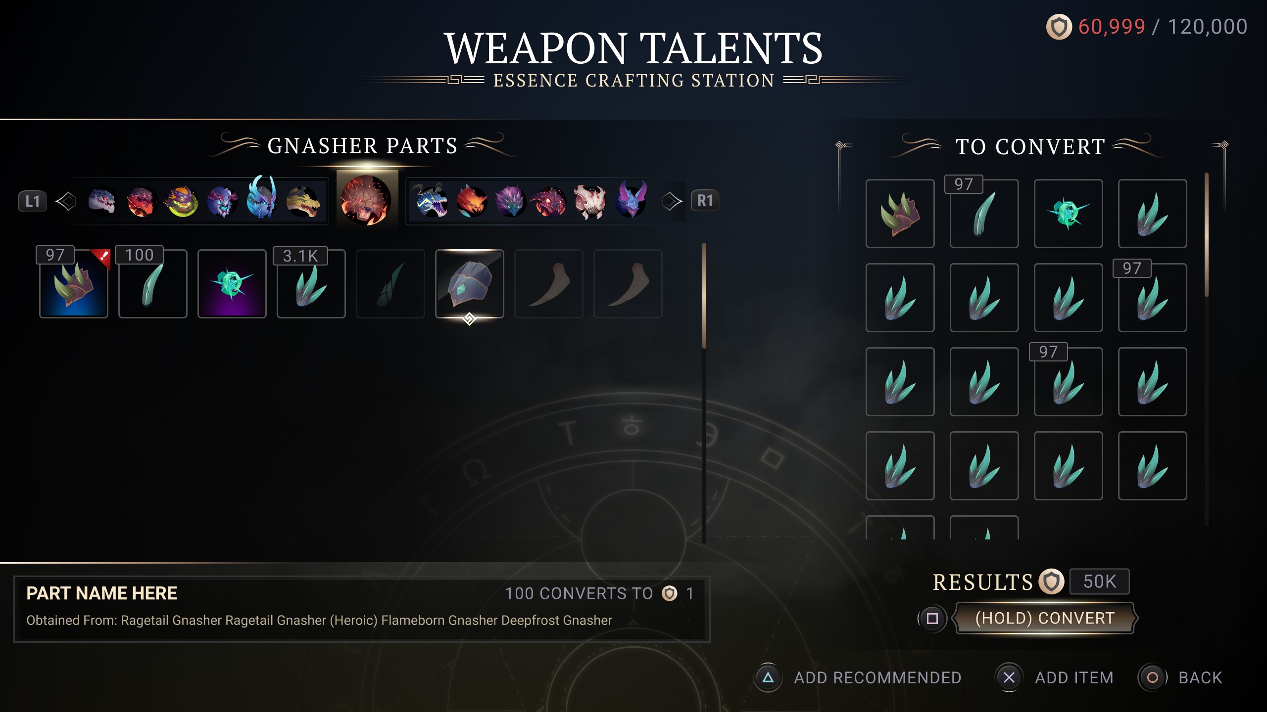 Essence Crafting screen concept